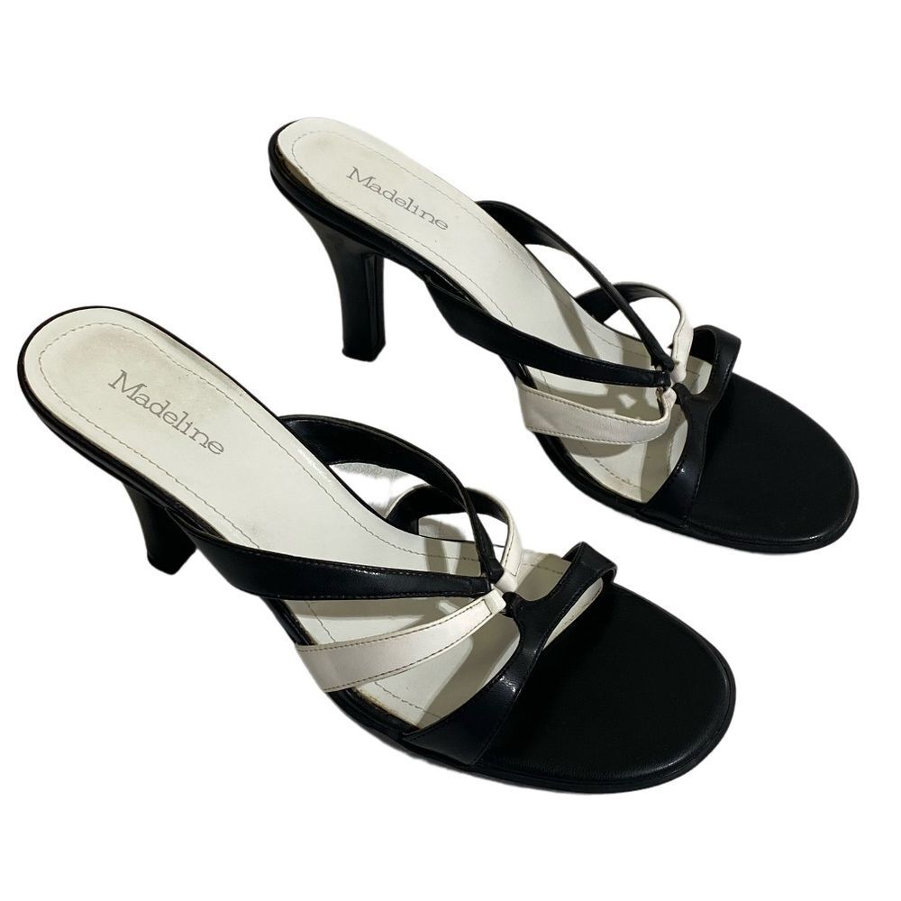 Women's Madeline Black & White Slip On Heels Size 10